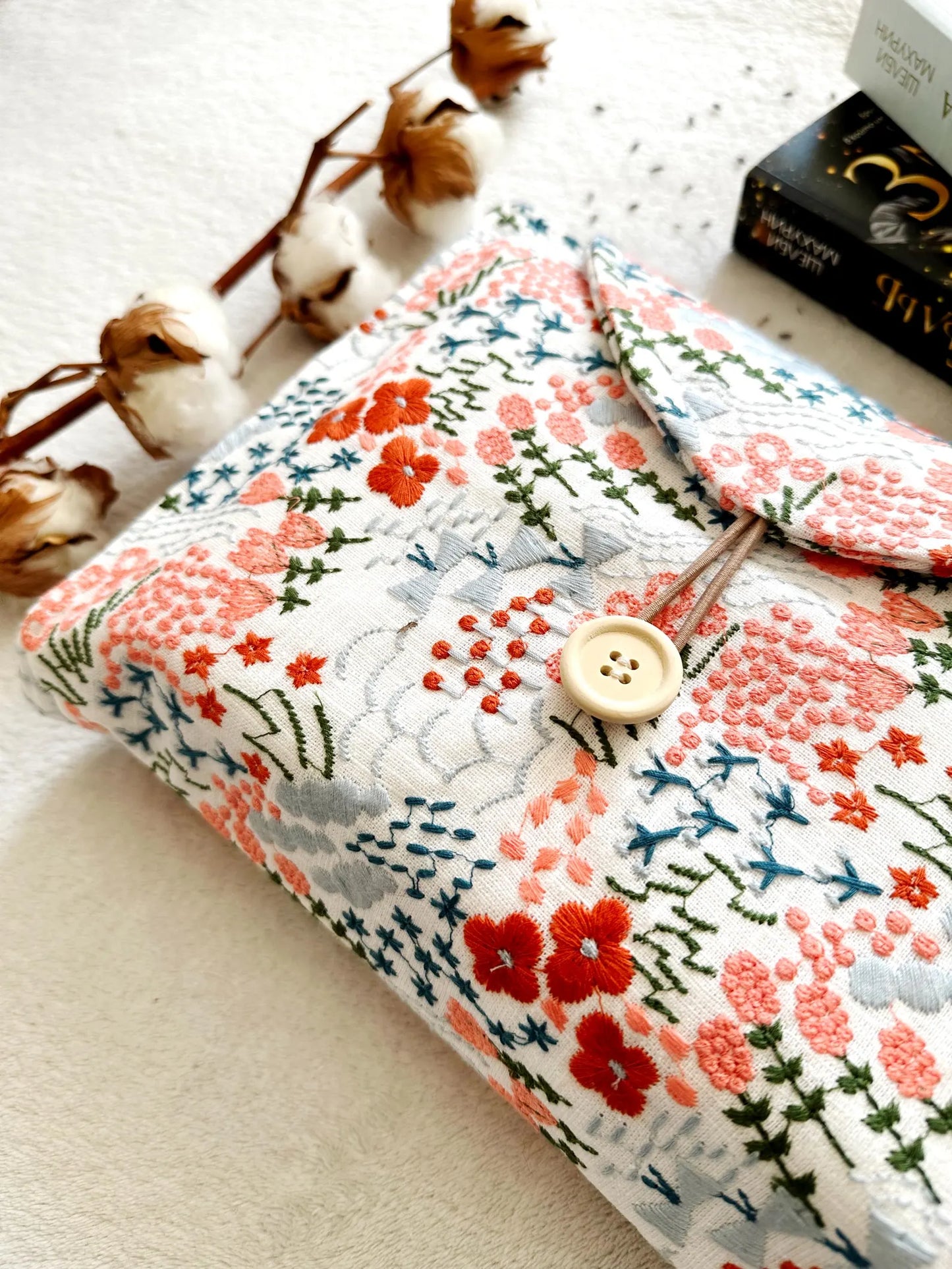 Embroidered Floral Double Book Sleeve