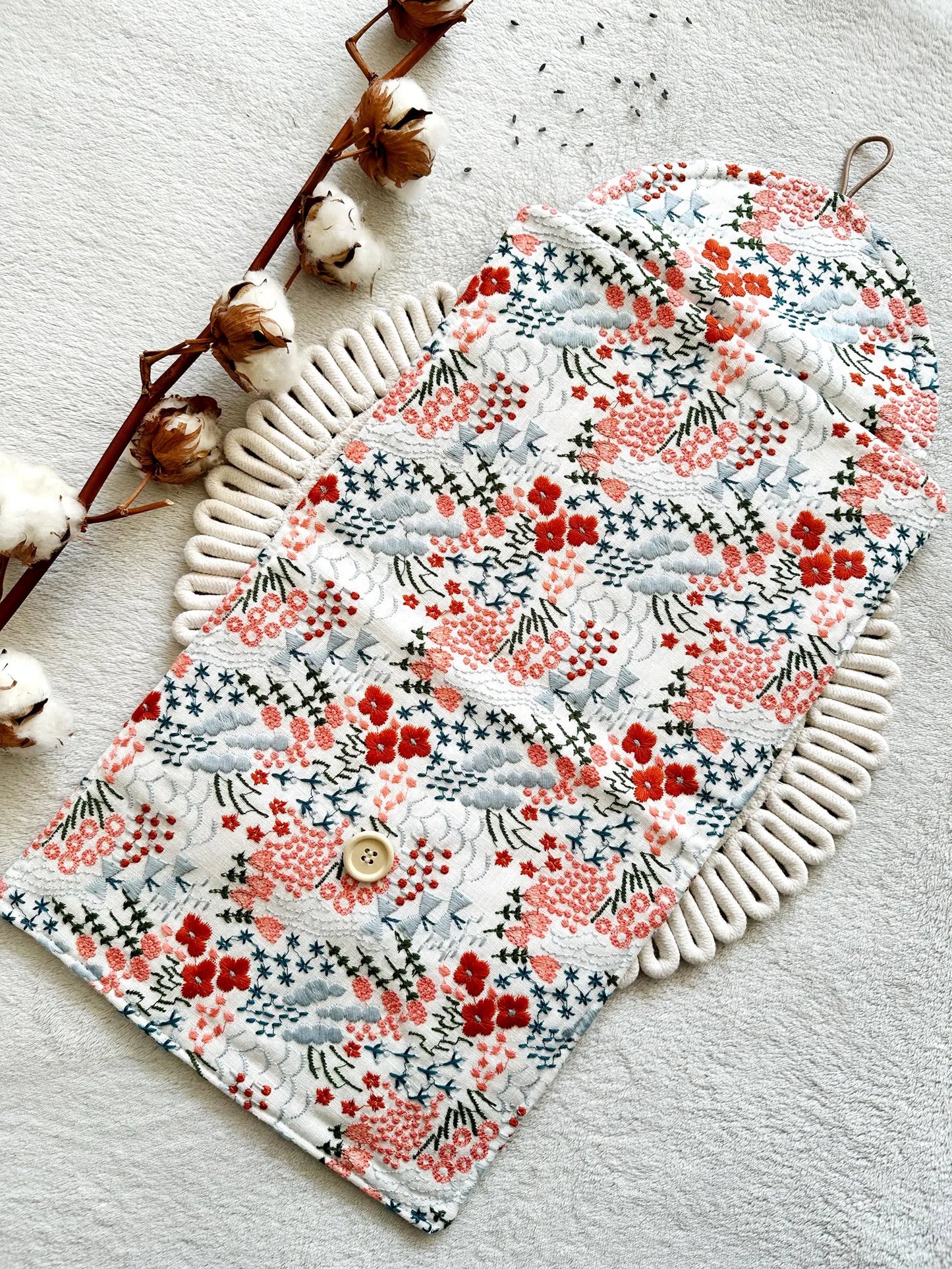 Embroidered Floral Double Book Sleeve
