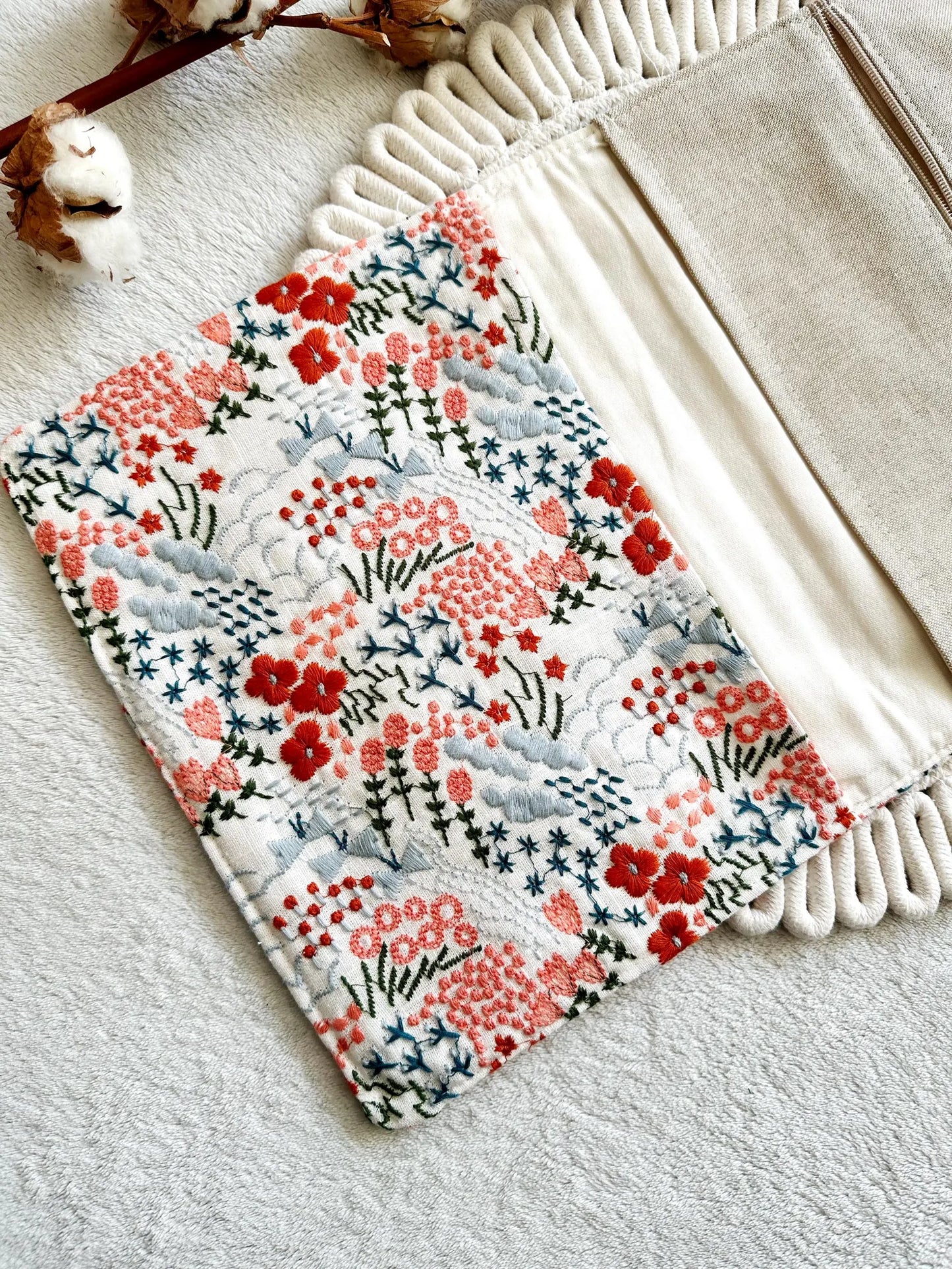 Embroidered Floral Double Book Sleeve