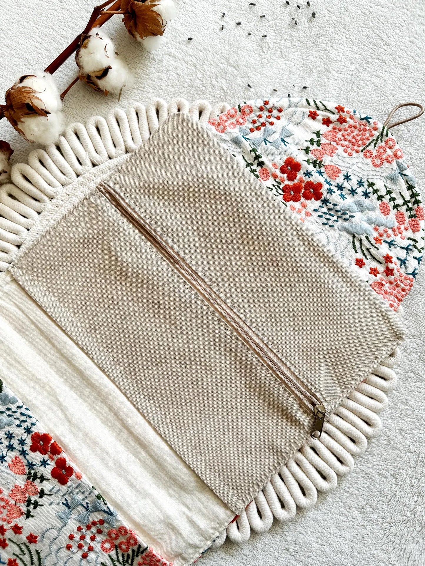Embroidered Floral Double Book Sleeve