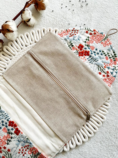 Embroidered Floral Double Book Sleeve