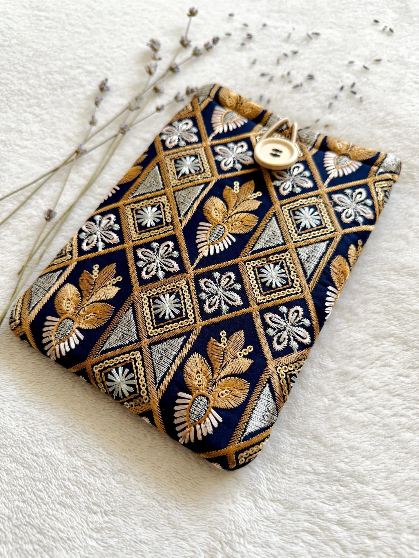 Embroidered Gold E-Reader Sleeve