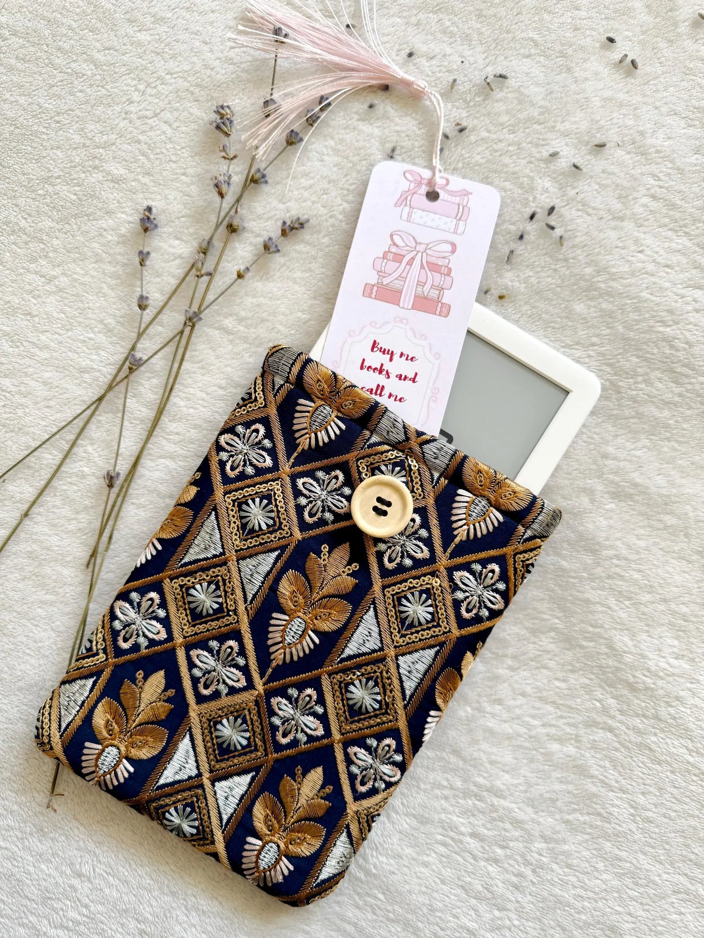 Embroidered Gold E-Reader Sleeve