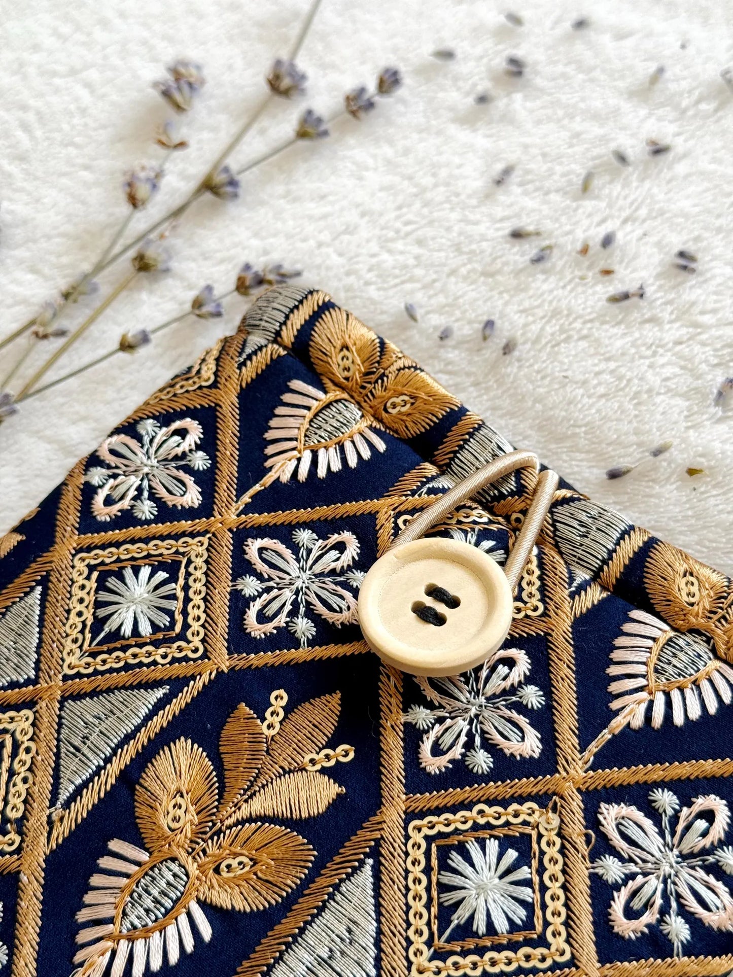 Embroidered Gold E-Reader Sleeve