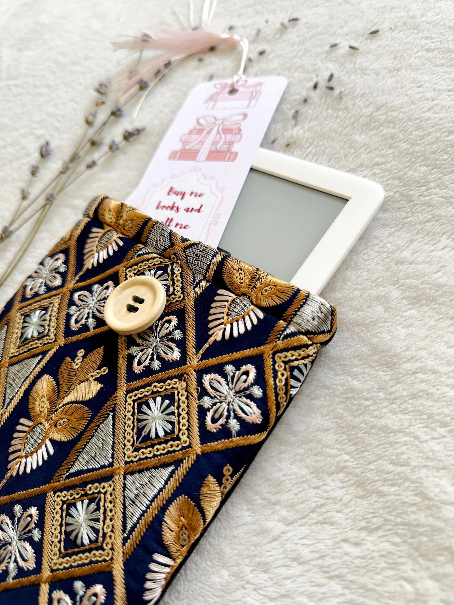Embroidered Gold E-Reader Sleeve
