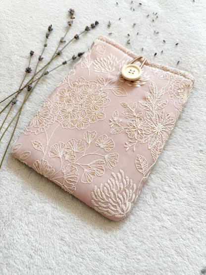 Embroidered Pink Delphinium E-Reader Sleeve