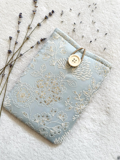 Embroidered Blue Delphinium E-Reader Sleeve