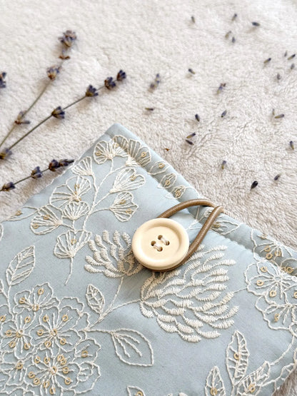 Embroidered Blue Delphinium E-Reader Sleeve
