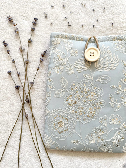 Embroidered Blue Delphinium E-Reader Sleeve
