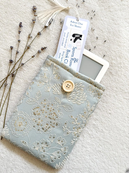 Embroidered Blue Delphinium E-Reader Sleeve