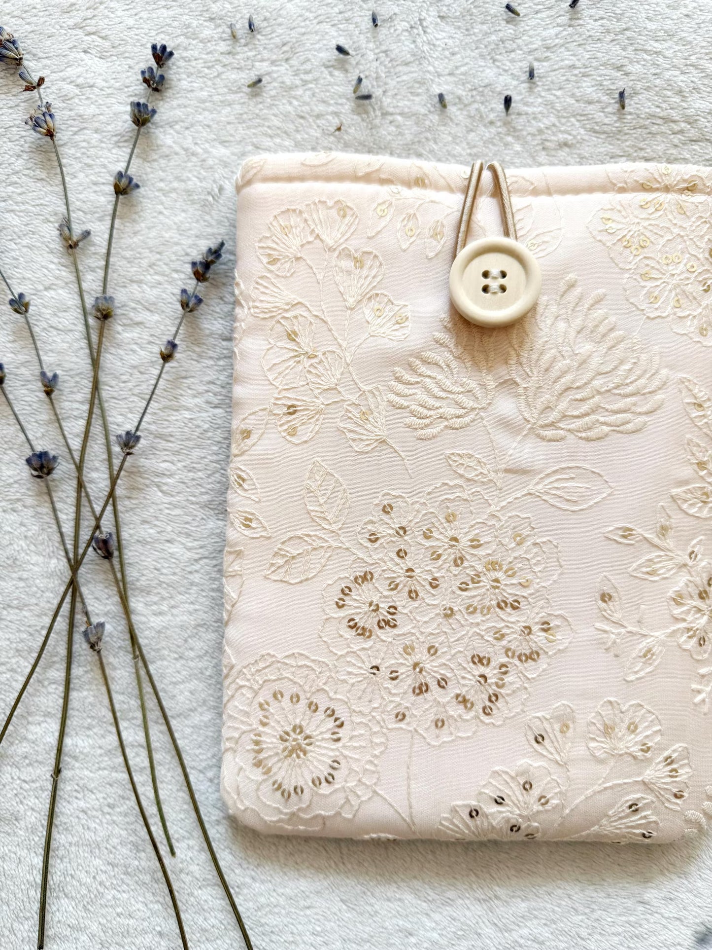 Embroidered Delphinium E-Reader Sleeve