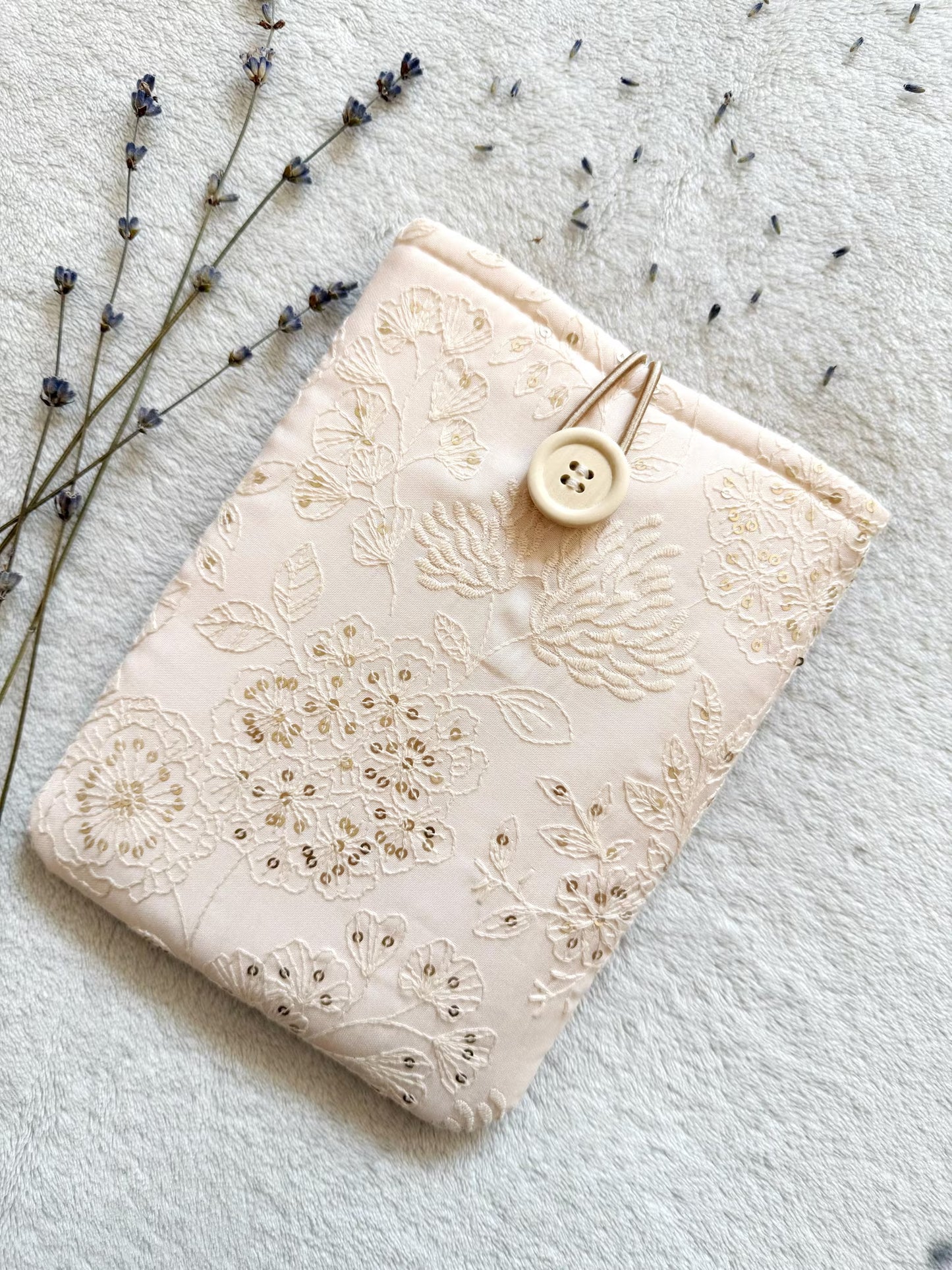 Embroidered Delphinium E-Reader Sleeve
