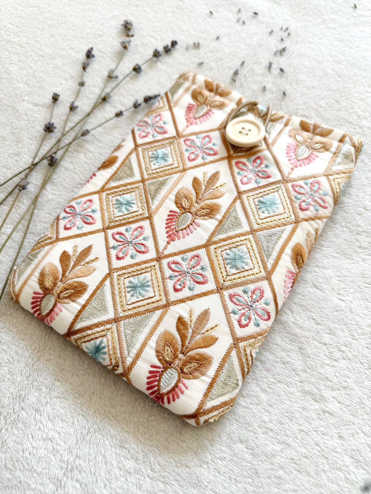 Embroidered Rose Gold E-Reader Sleeve