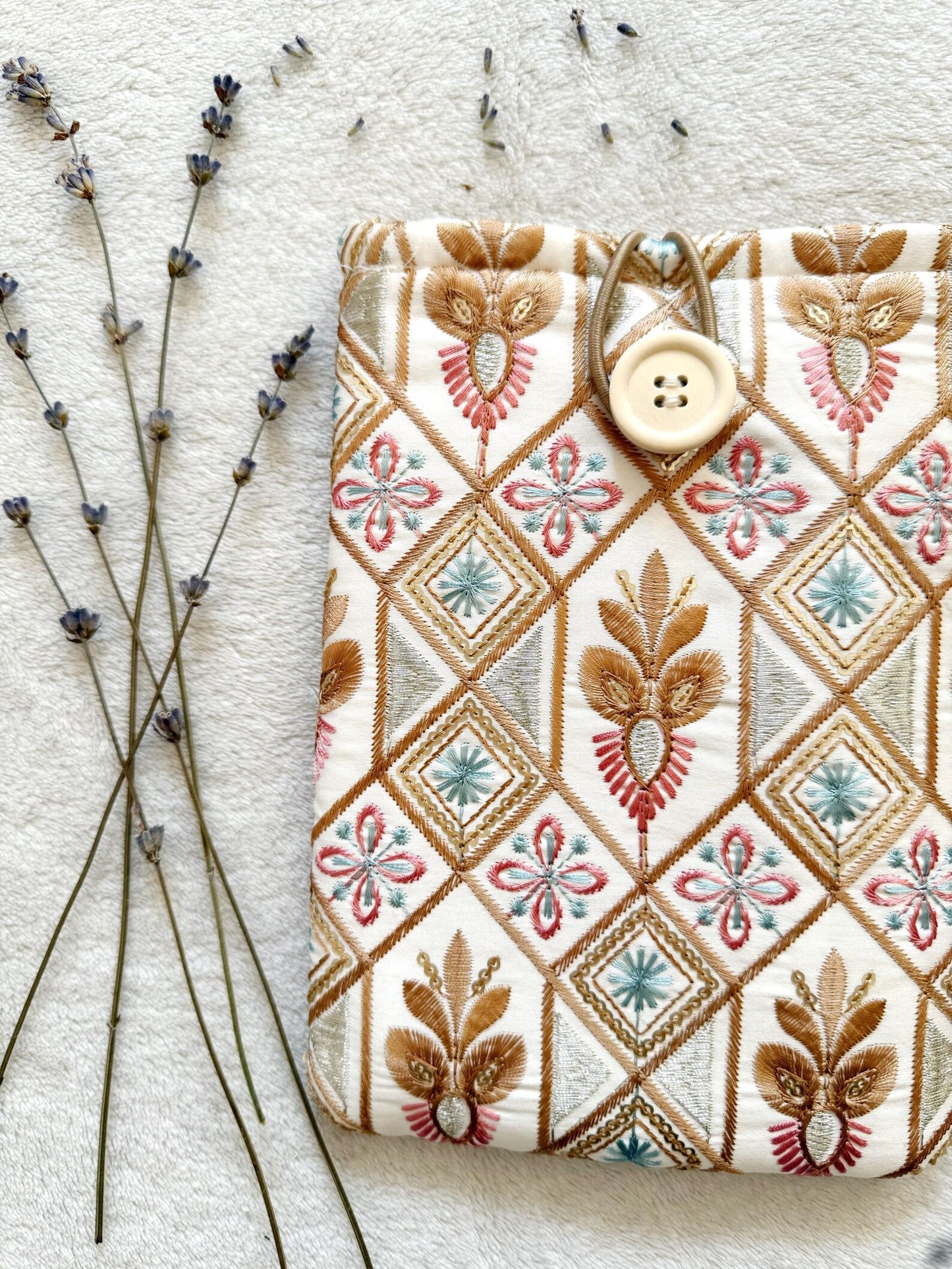 Embroidered Rose Gold E-Reader Sleeve
