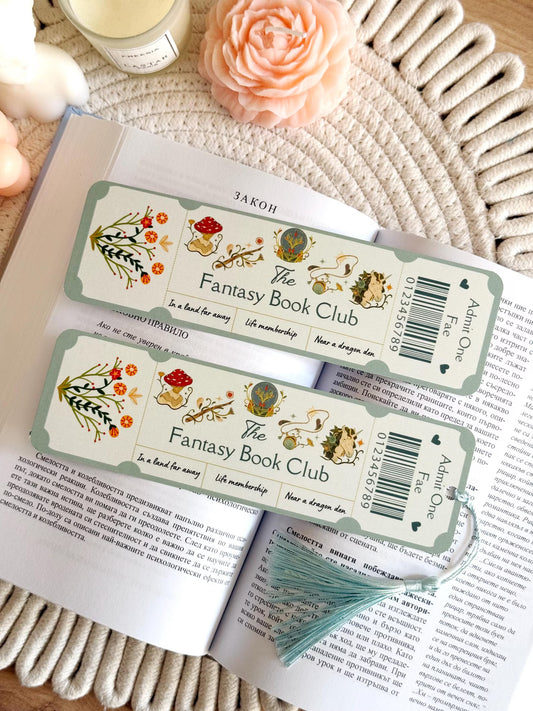 Fantasy Book Club Ticket Bookmark with Tassel
