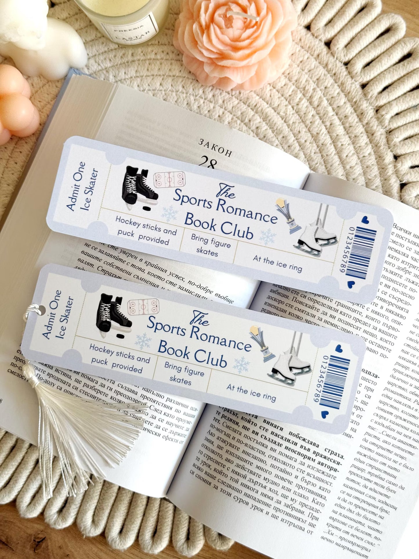 Sports Romance Book Club Ticket Bookmark with Tassel