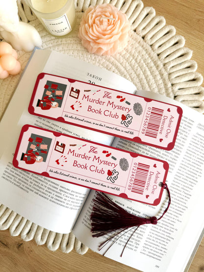 Murder Mystery Book Club Ticket Bookmark with Tassel