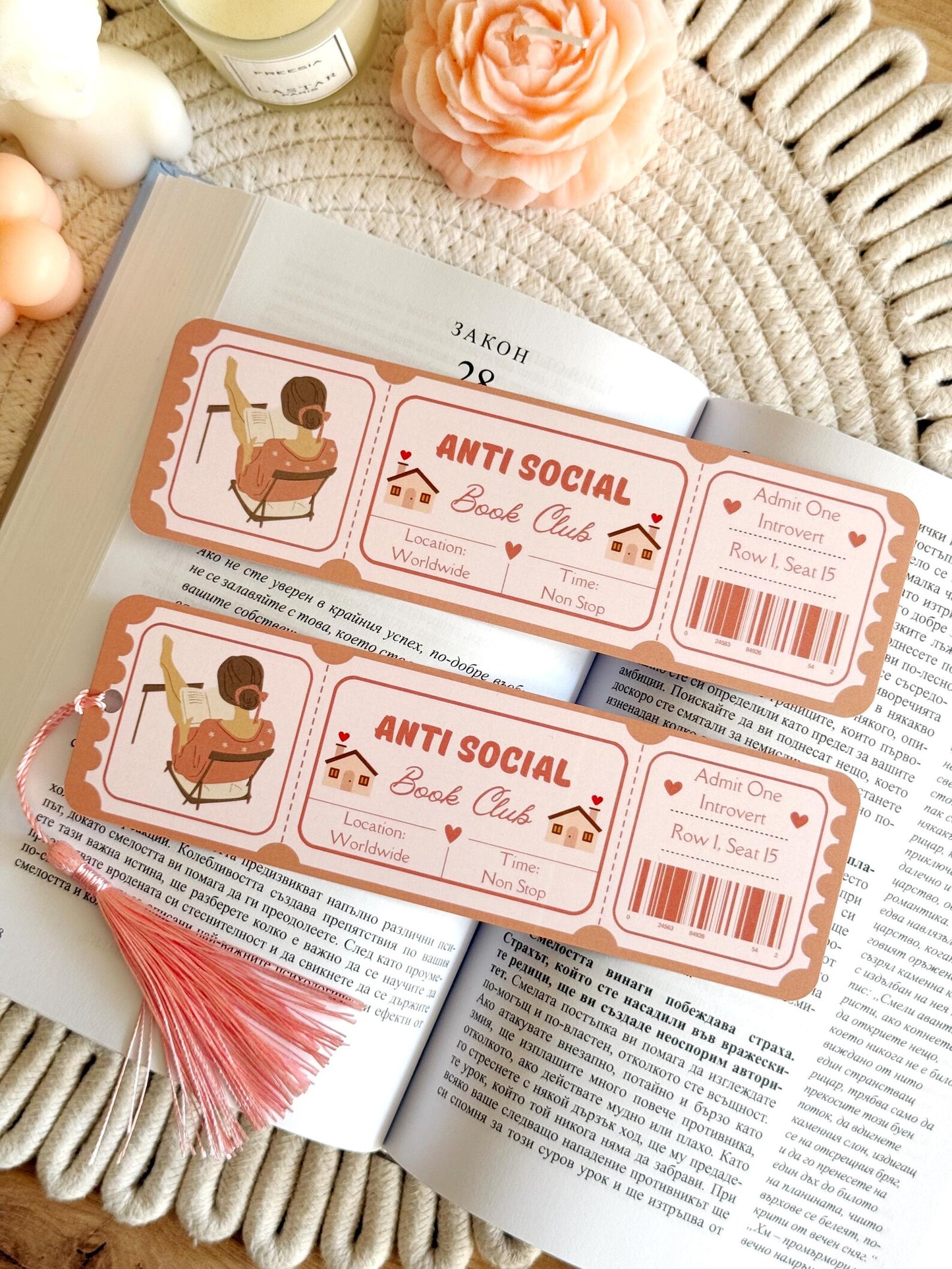 Anti Social Book Club Bookmark with Tassel