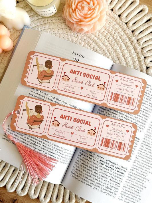 Anti Social Book Club Bookmark with Tassel