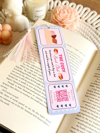 Cosy Book Club Ticket Bookmark with Tassel