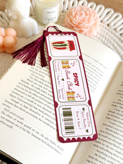 Spicy Book Club Ticket Bookmark with Tassel
