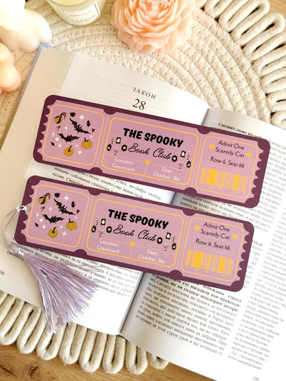 Spooky Book Club Ticket Bookmark with Tassel