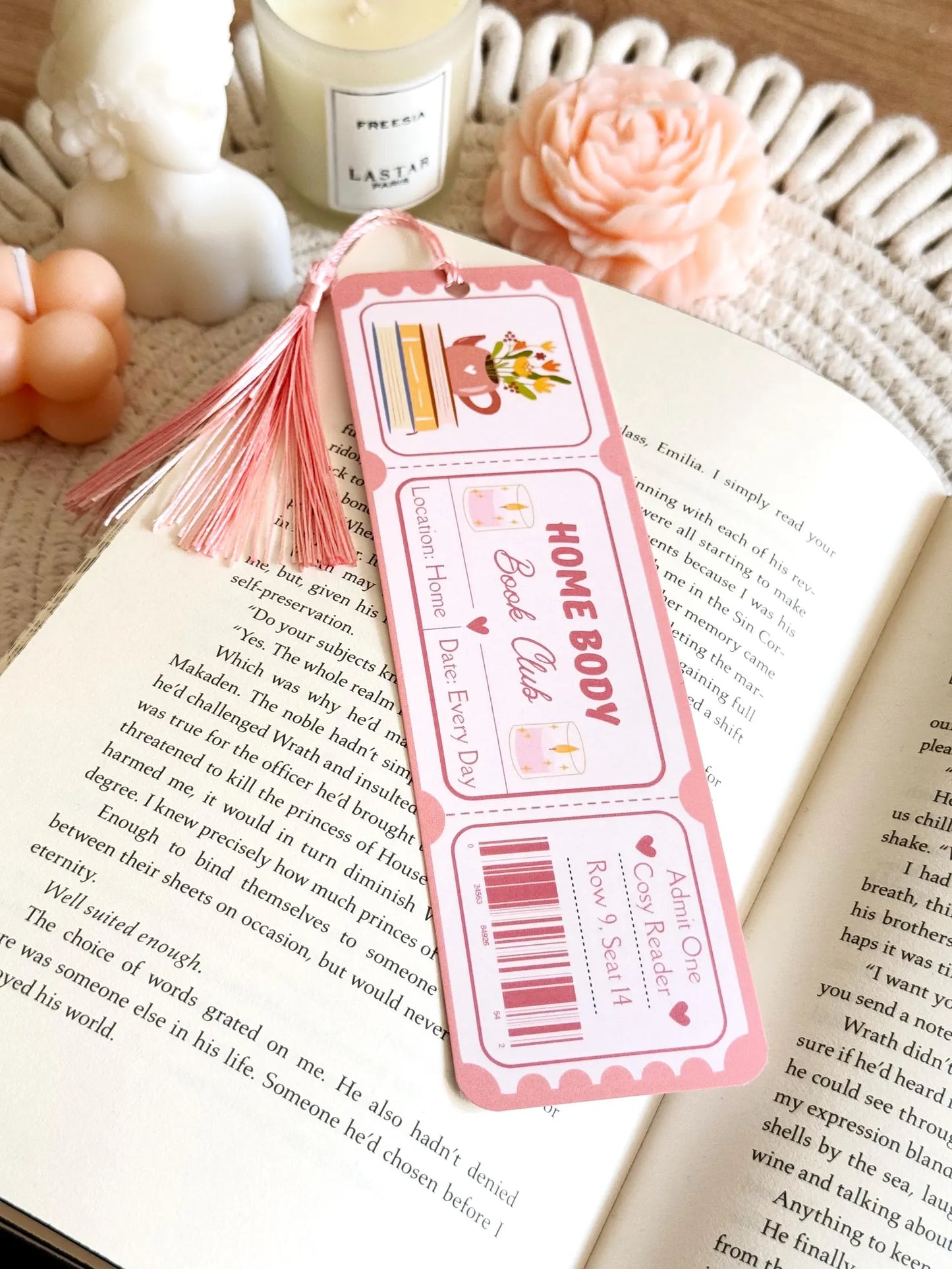 Home Body Book Club Ticket Bookmark with Tassel