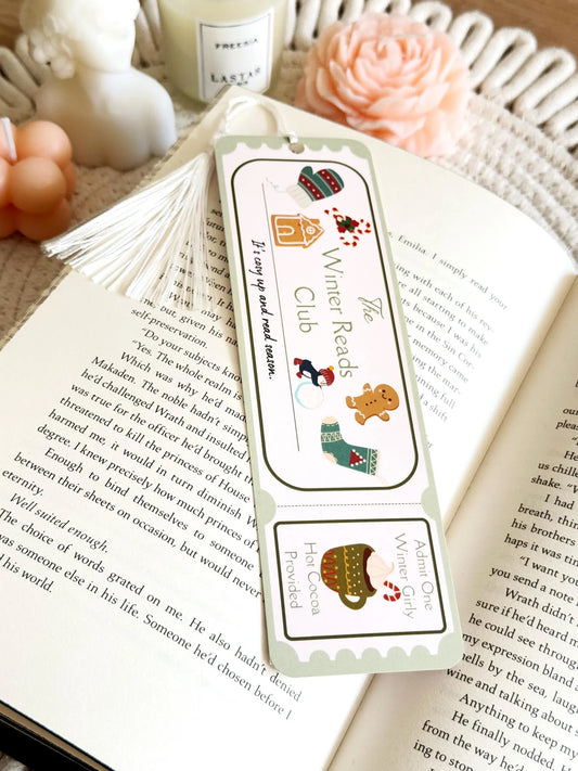 Winter Reads Book Club Ticket Bookmark with Tassel