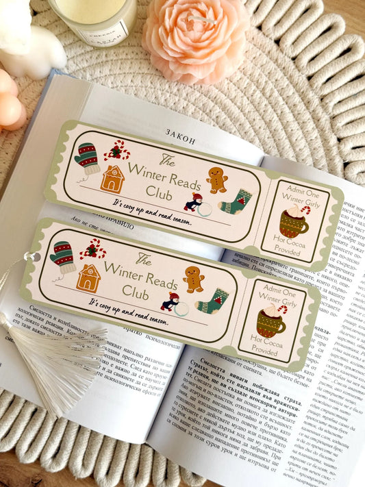 Winter Reads Book Club Ticket Bookmark with Tassel