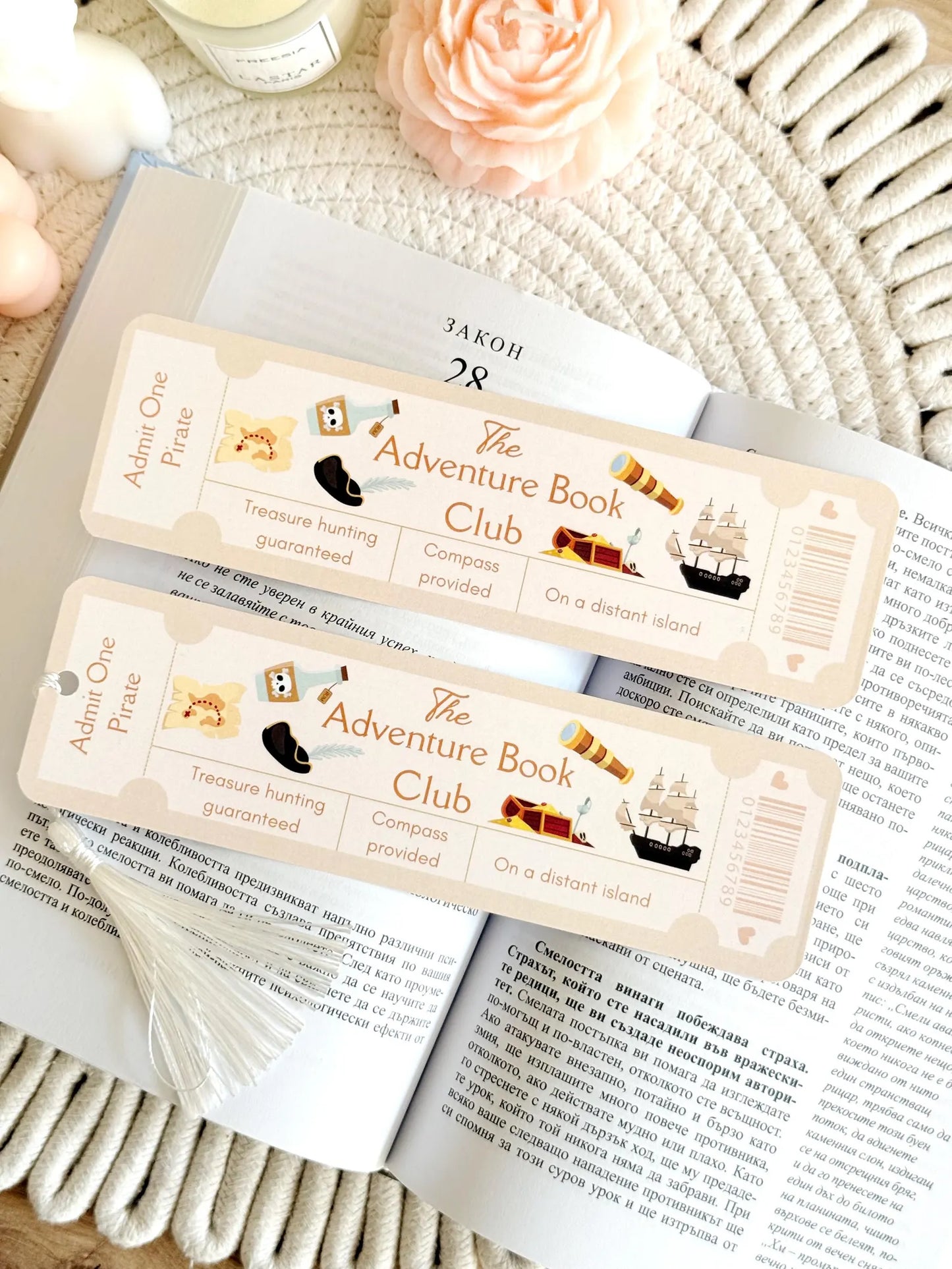 Adventure Book Club Ticket Bookmark with Tassel