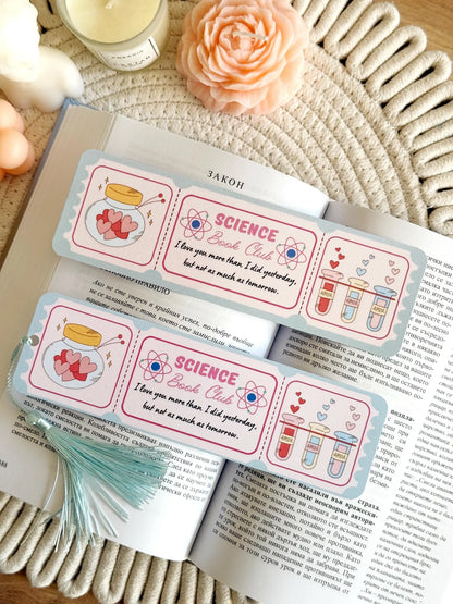 Science Romance Book Club Ticket Bookmark with Tassel