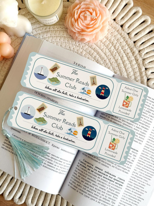 Summer Reads Book Club Ticket Bookmark with Tassel