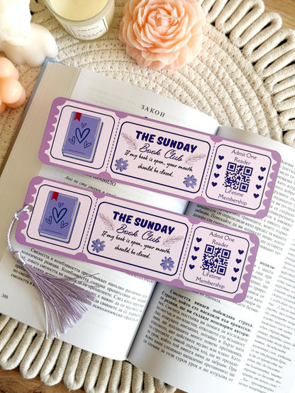 Sunday Book Club Ticket Bookmark with Tassel