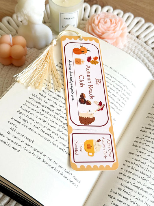 Autumn Reads Book Club Ticket Bookmark with Tassel