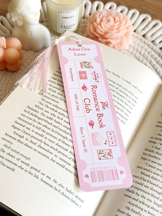 Romance Book Club Ticket Bookmark with Tassel