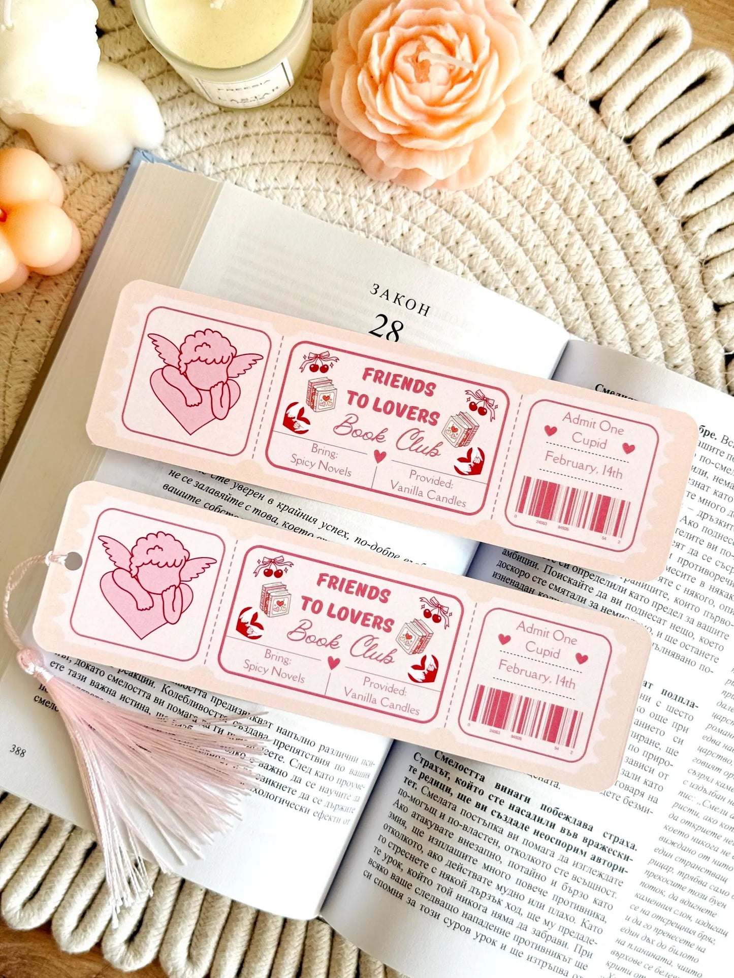 Friends to Lovers Book Club Ticket Bookmark with Tassel