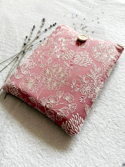 Embroidered Dark Pink Delphinium Book Sleeve