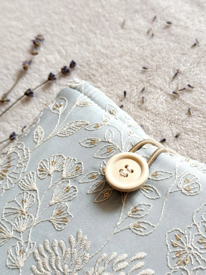 Embroidered Blue Delphinium Book Sleeve