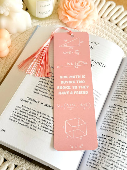 Girl Math Bookmark with Tassel