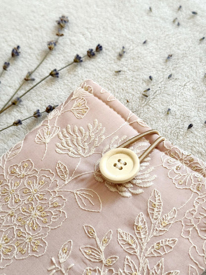 Embroidered Pink Delphinium E-Reader Sleeve