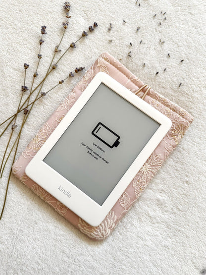 Embroidered Pink Delphinium E-Reader Sleeve