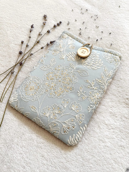 Embroidered Blue Delphinium E-Reader Sleeve