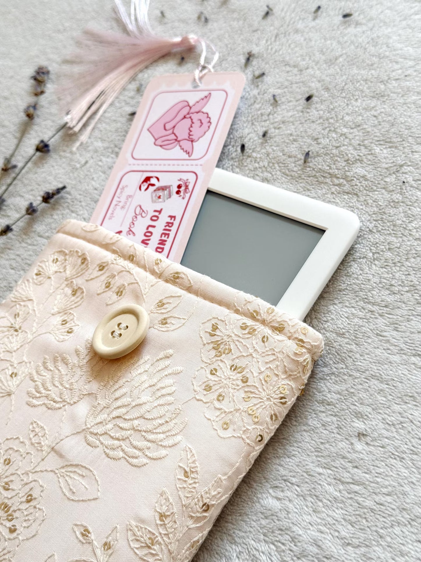 Embroidered Delphinium E-Reader Sleeve