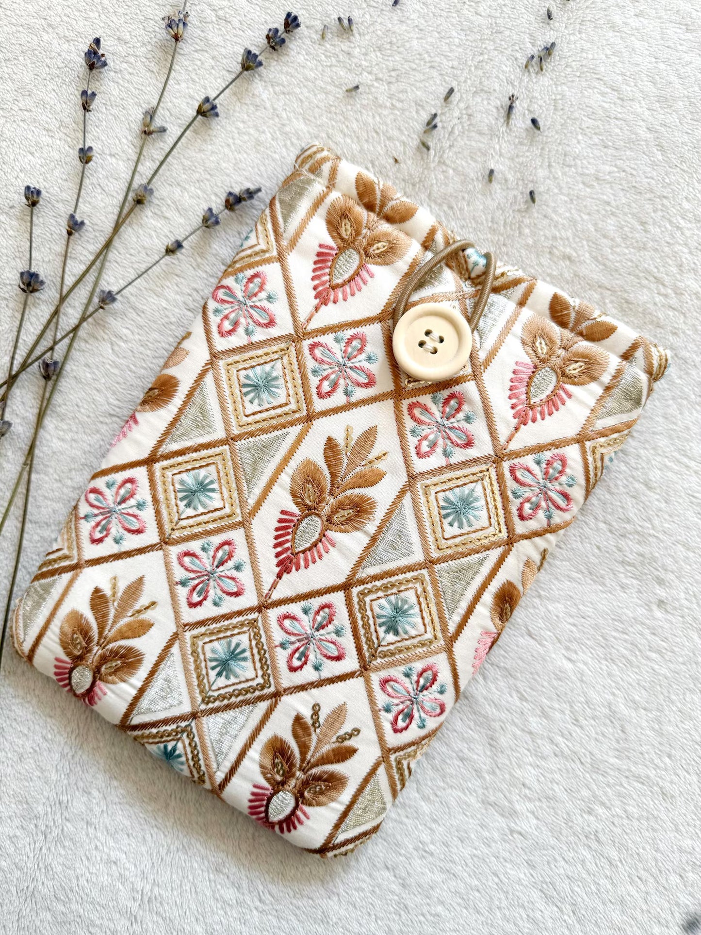 Embroidered Rose Gold E-Reader Sleeve