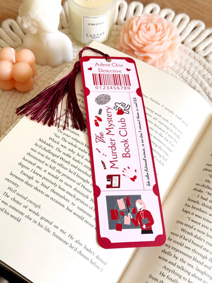Murder Mystery Book Club Ticket Bookmark with Tassel