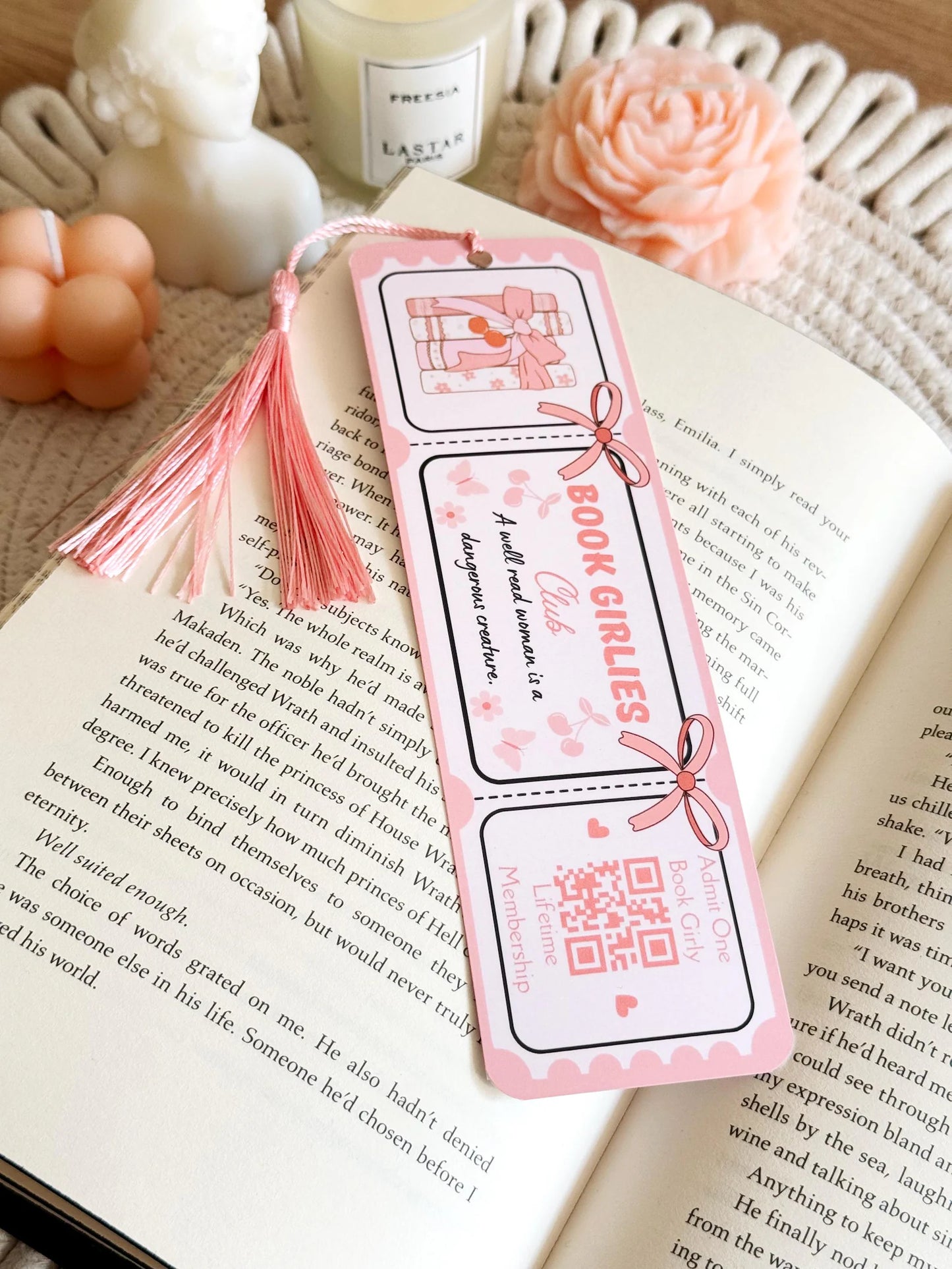 Book Girlies Book Club Ticket Bookmark with Tassel