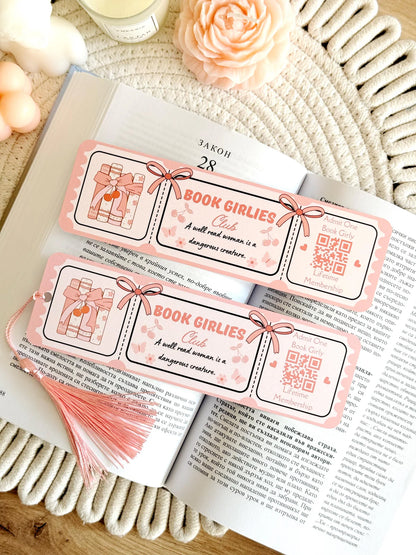 Book Girlies Book Club Ticket Bookmark with Tassel
