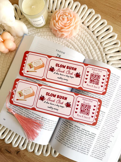 Slow Burn Book Club Ticket Bookmark with Tassel