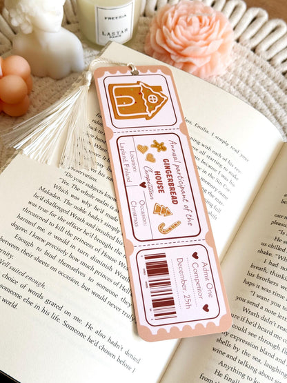 Gingerbread Book Club Ticket Bookmark with Tassel