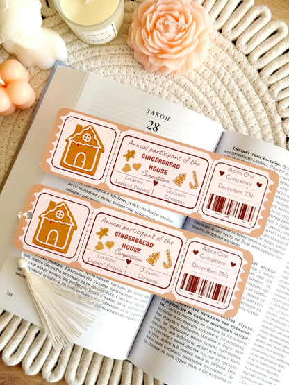 Gingerbread Book Club Ticket Bookmark with Tassel
